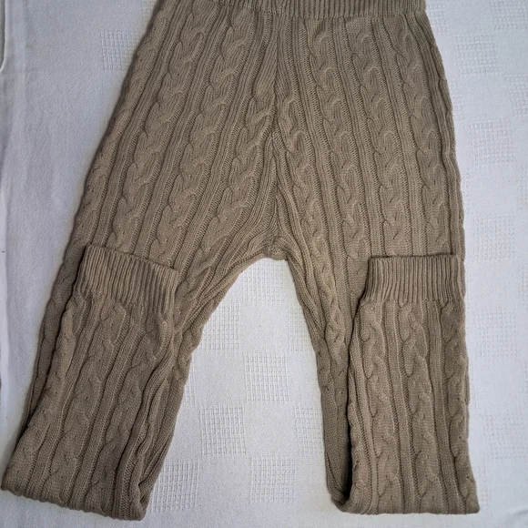 Womens large tan cable knit 2pc crop long sleeve jogger set - Picture 6 of 8